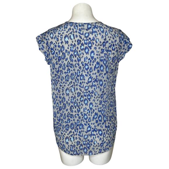 JOIE Lynny Leopard Print Silk Blouse Blue & Black Size Small - Picture 3 of 12